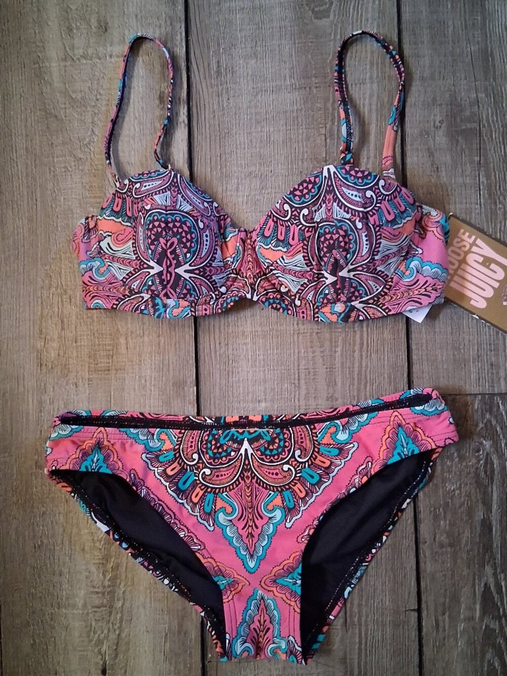 New Juicy Couture boho Bikini Swimsuit Demi Cup Small $!45.+
